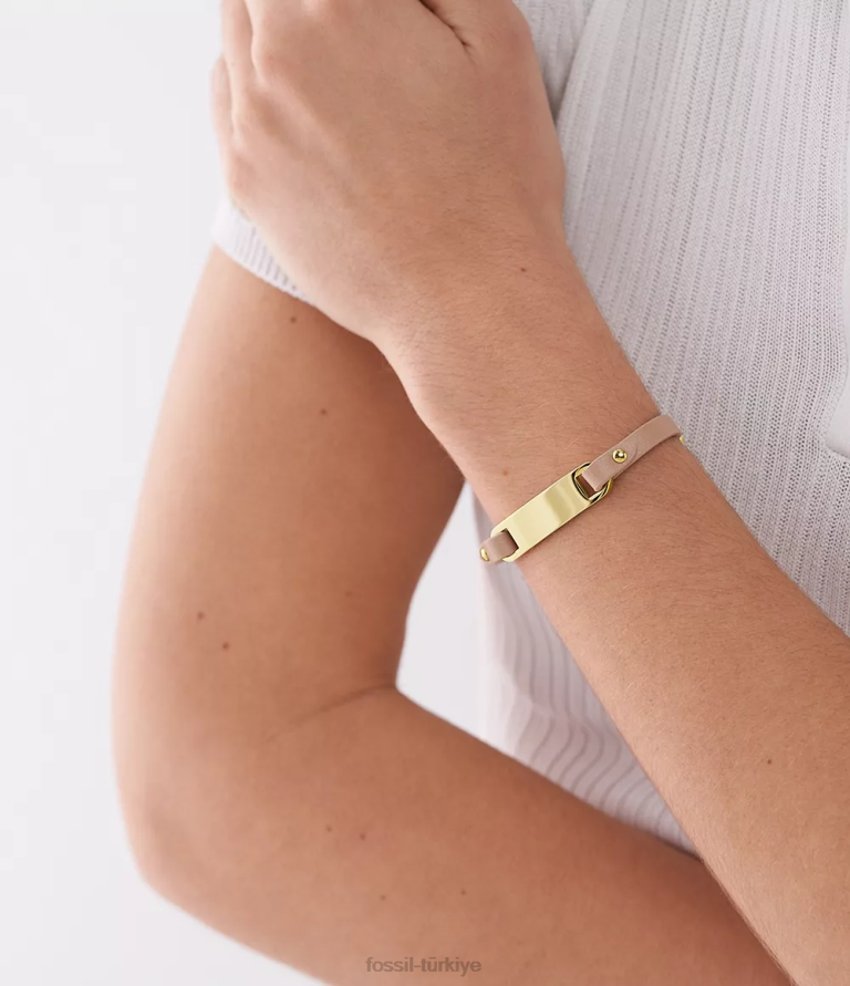 Fossil 6J041001 latte kahverengi miras plak deri kayış bilezik takı kadınlar