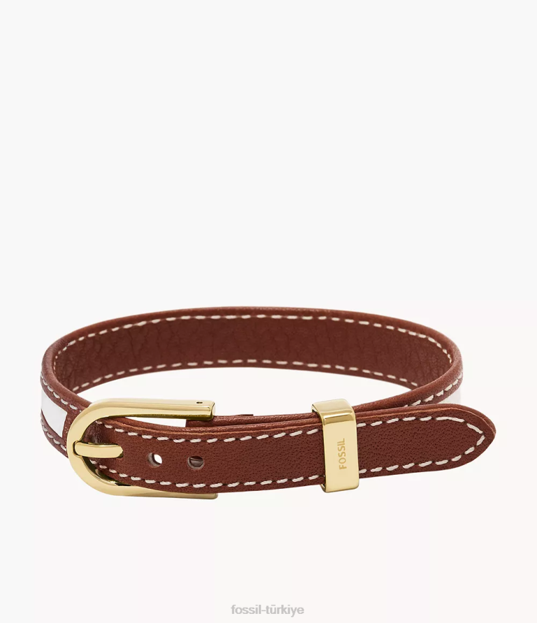 Fossil 6J041002 kahverengi ve beyaz miras d-link deri kayış bileklik takı kadınlar