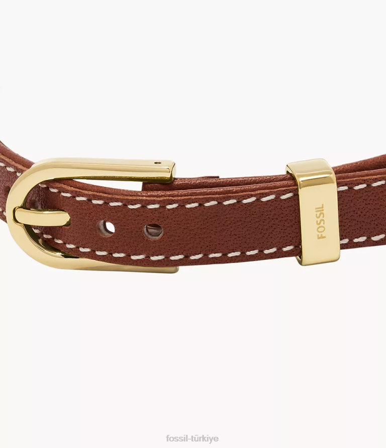 Fossil 6J041002 kahverengi ve beyaz miras d-link deri kayış bileklik takı kadınlar