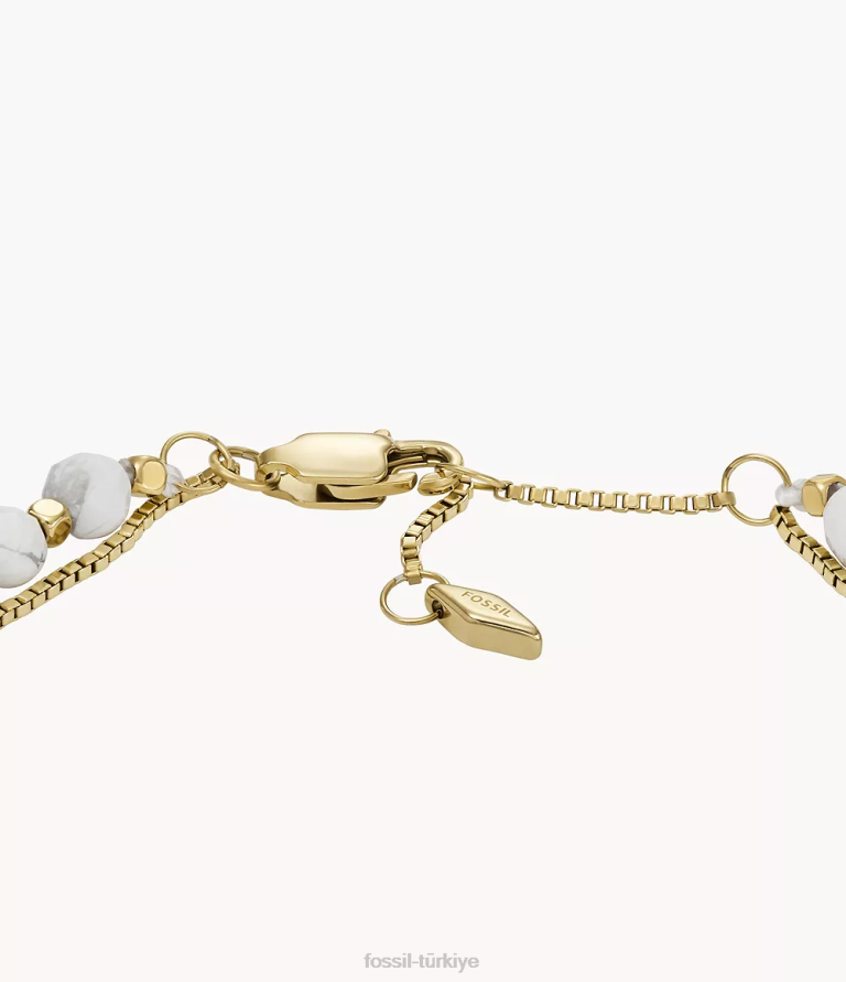 Fossil 6J041004 havlit hepsi yığılmış zincir boncuklu bilezik takı kadınlar