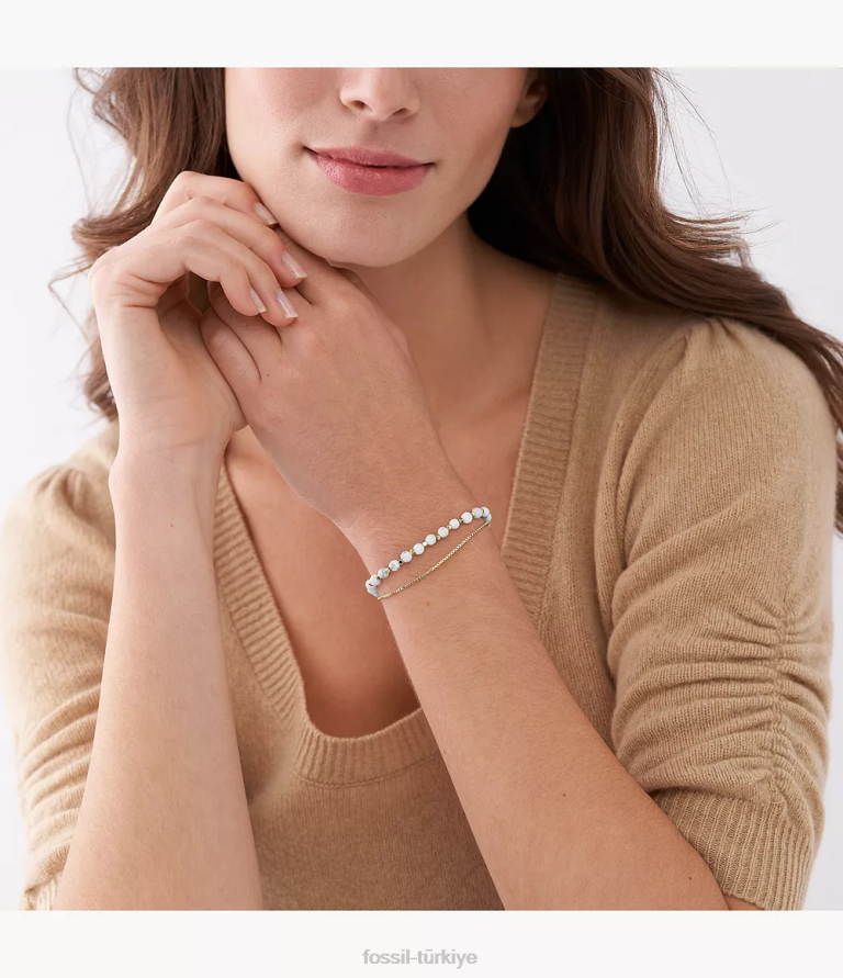 Fossil 6J041004 havlit hepsi yığılmış zincir boncuklu bilezik takı kadınlar