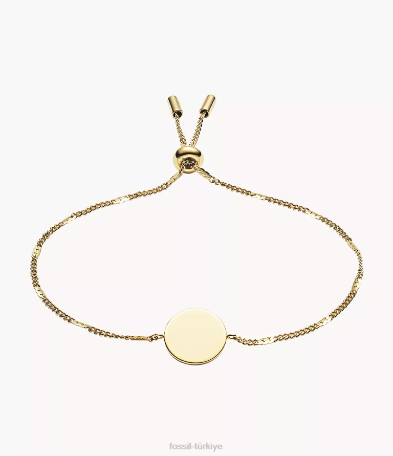 Fossil 6J041005 altın tonu şerit disk paslanmaz çelik bilezik takı kadınlar