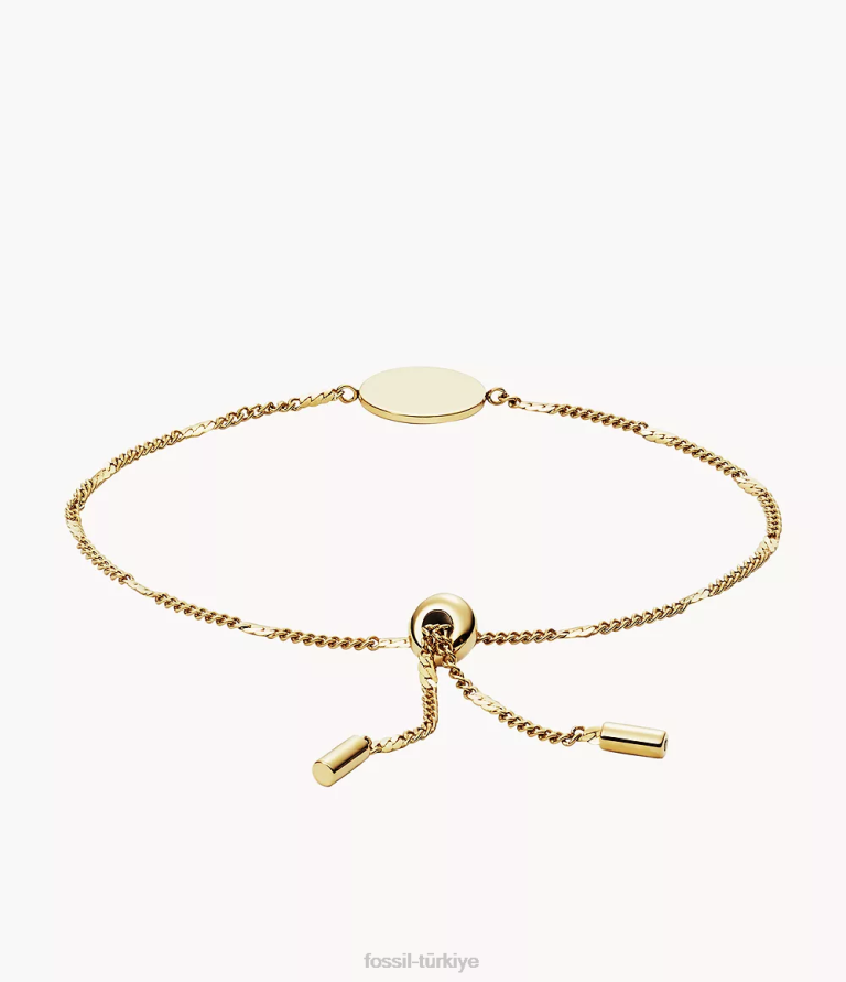 Fossil 6J041005 altın tonu şerit disk paslanmaz çelik bilezik takı kadınlar