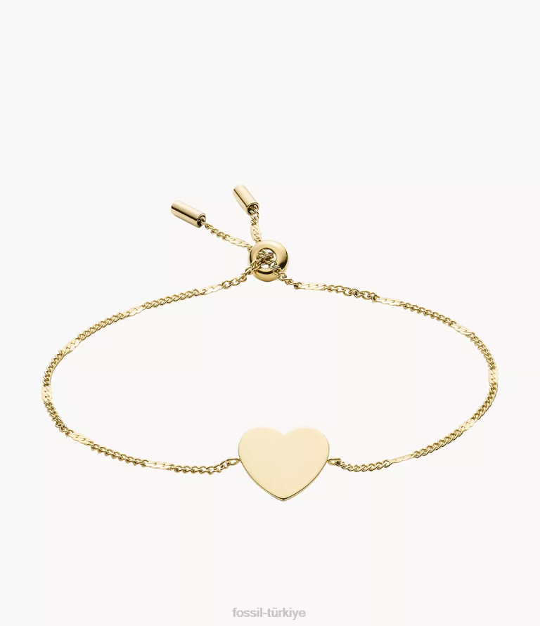 Fossil 6J041006 altın tonu paslanmaz çelik zincir bilezik çizdi takı kadınlar