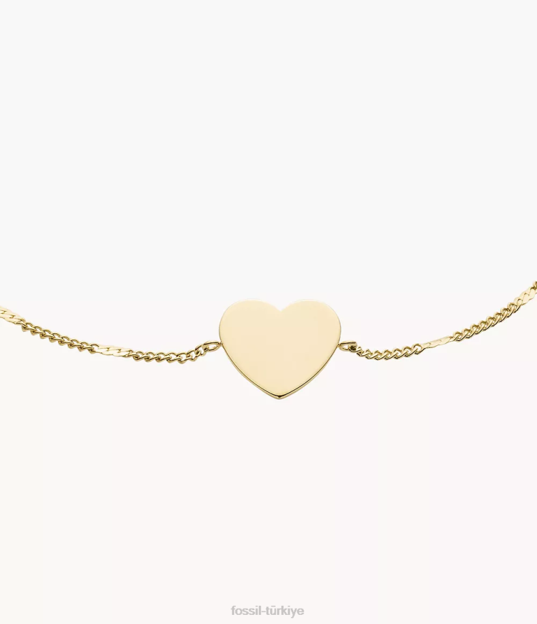 Fossil 6J041006 altın tonu paslanmaz çelik zincir bilezik çizdi takı kadınlar