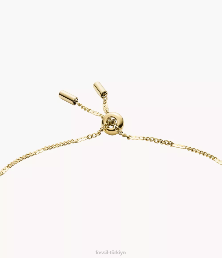 Fossil 6J041006 altın tonu paslanmaz çelik zincir bilezik çizdi takı kadınlar
