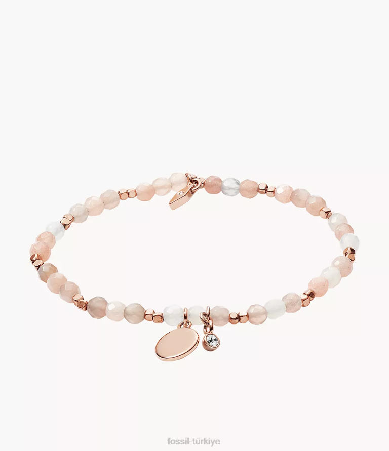 Fossil 6J041007 bej gürcistan aytaşı bilezik takı kadınlar