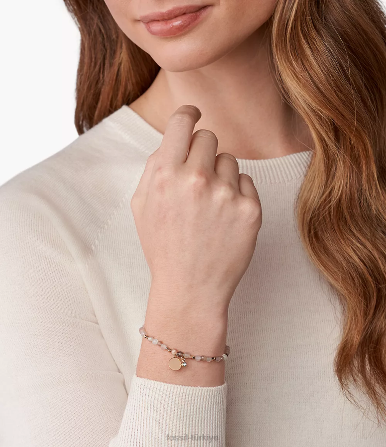 Fossil 6J041007 bej gürcistan aytaşı bilezik takı kadınlar