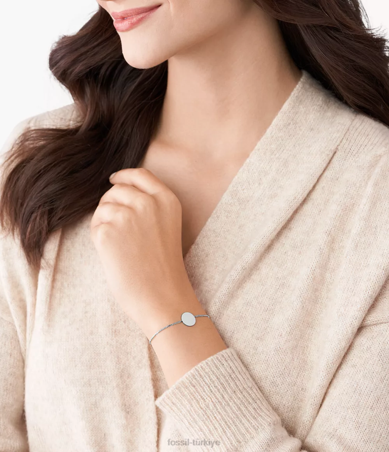 Fossil 6J041009 paslanmaz çelik şerit disk bilezik takı kadınlar
