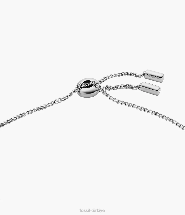 Fossil 6J041010 gümüş ton paslanmaz çelik çubuk zincir bilezik çekti takı kadınlar