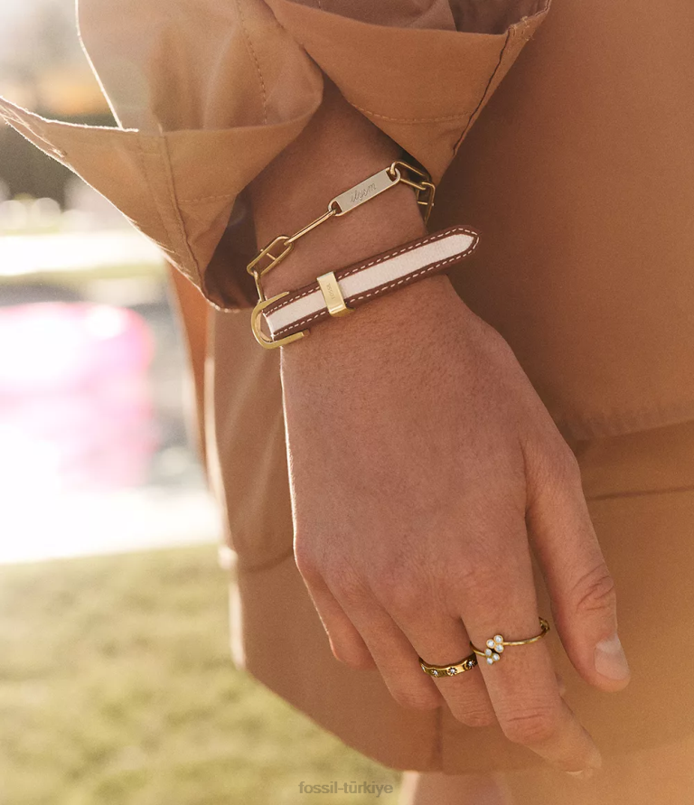 Fossil 6J041014 altın tonu miras essentials paslanmaz çelik zincir bilezik takı kadınlar