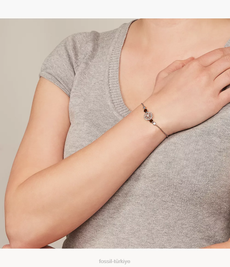 Fossil 6J041017 sedef val mozaik disk bilezik takı kadınlar