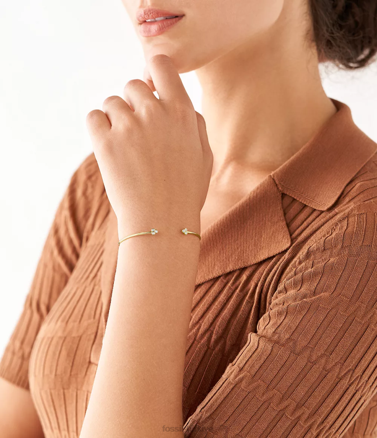 Fossil 6J041019 altın tonu sadie trio glitz paslanmaz çelik manşet bilezik takı kadınlar