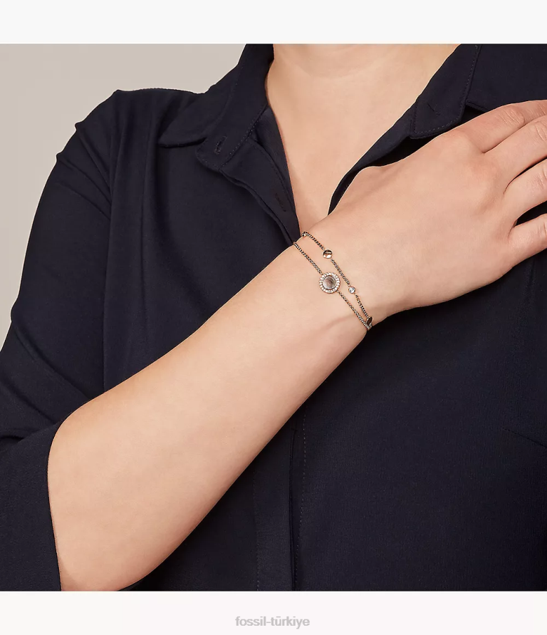 Fossil 6J041020 gri sedef val bilezik takı kadınlar