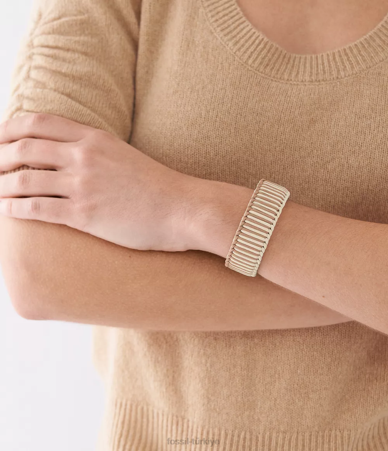 Fossil 6J041023 altın tonu yaz manşet pirinç bileklik bilezik takı kadınlar