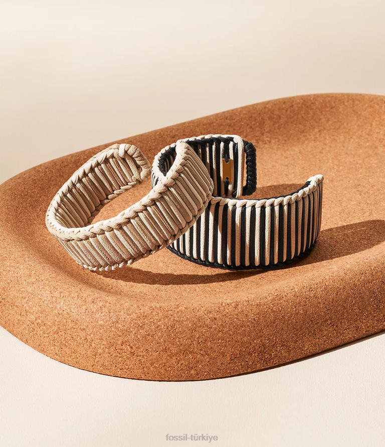 Fossil 6J041023 altın tonu yaz manşet pirinç bileklik bilezik takı kadınlar