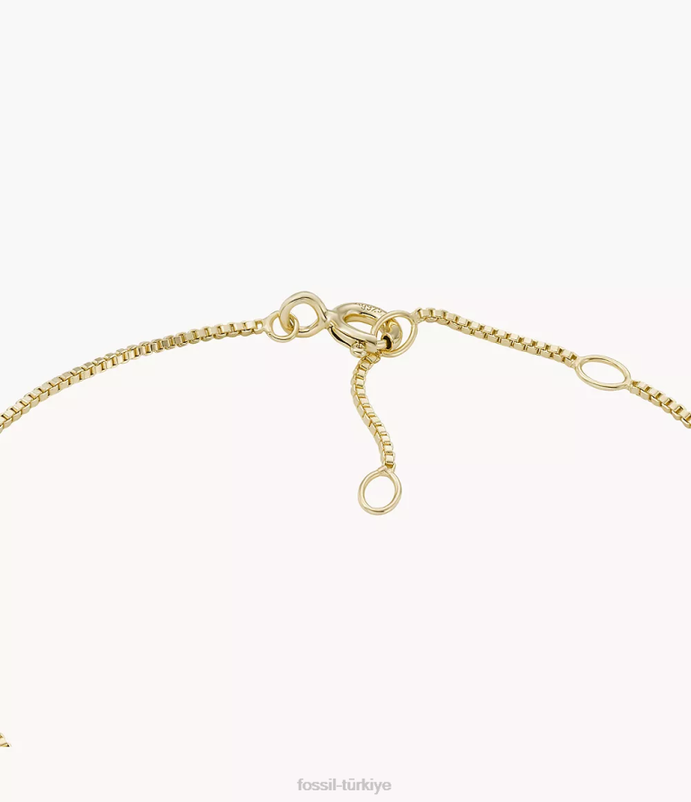 Fossil 6J041024 altın nazar 14k kaplama şeffaf laboratuvarda yetiştirilen pırlanta istasyon bilekliği takı kadınlar