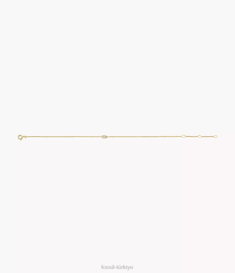 Fossil 6J041024 altın nazar 14k kaplama şeffaf laboratuvarda yetiştirilen pırlanta istasyon bilekliği takı kadınlar