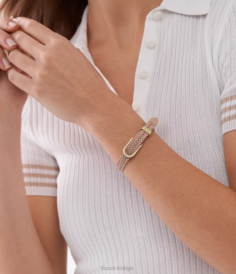 Fossil 6J041025 latte kahverengi miras d-link deri kayış bileklik takı kadınlar