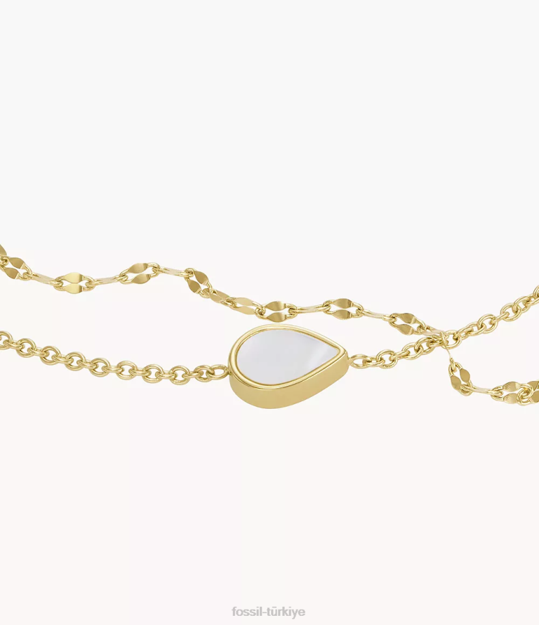 Fossil 6J041026 beyaz sedef gözyaşı zincir bilezik takı kadınlar