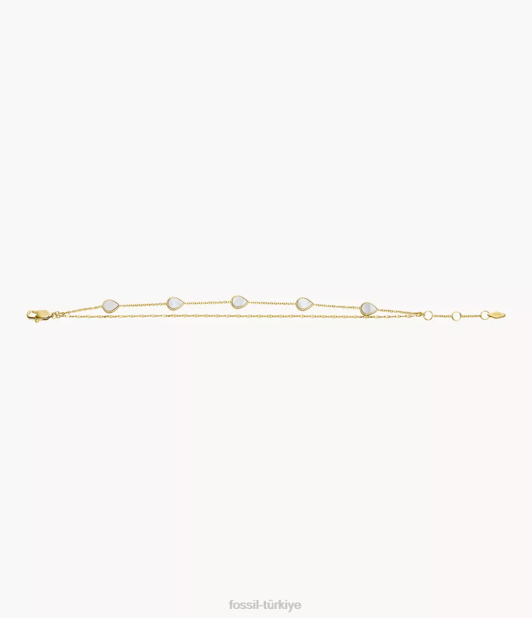 Fossil 6J041026 beyaz sedef gözyaşı zincir bilezik takı kadınlar