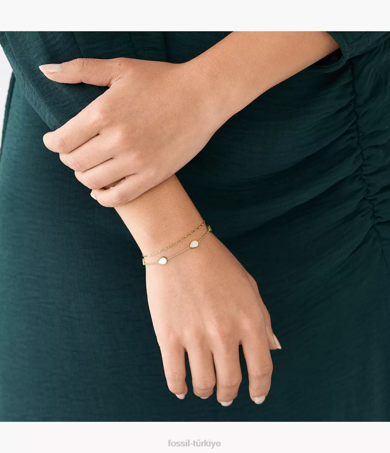 Fossil 6J041026 beyaz sedef gözyaşı zincir bilezik takı kadınlar