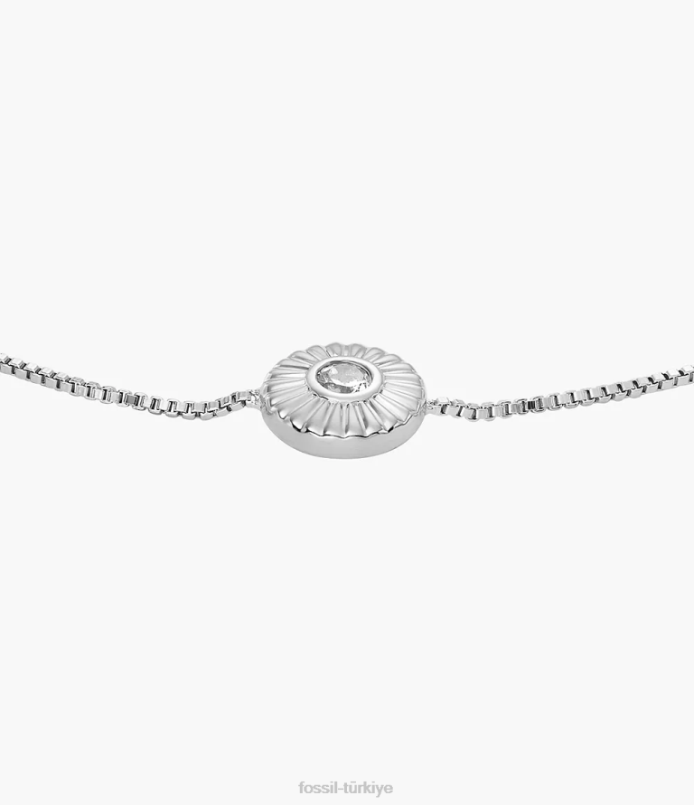 Fossil 6J041028 gümüş sterlini doku daire zincir bilezik takı kadınlar