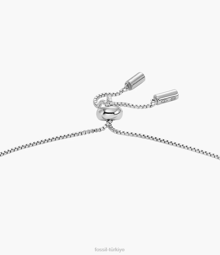 Fossil 6J041028 gümüş sterlini doku daire zincir bilezik takı kadınlar