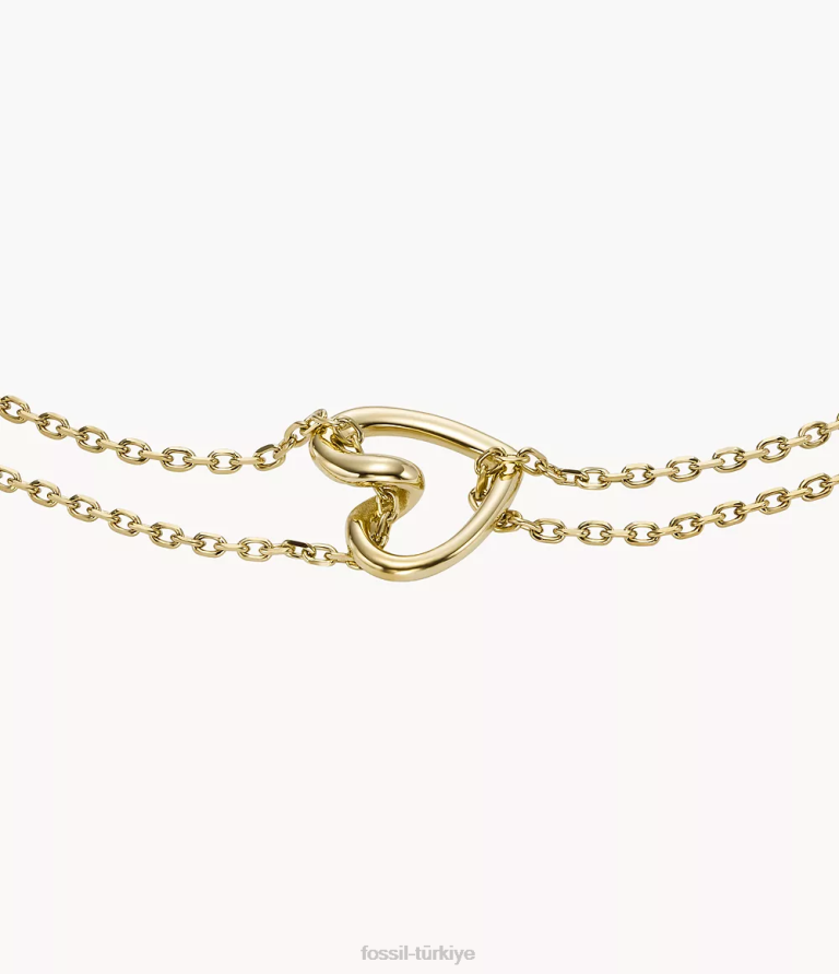 Fossil 6J041146 altın tonu paslanmaz çelik zincir bilezik takı kadınlar