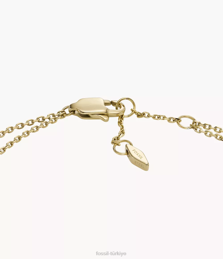 Fossil 6J041146 altın tonu paslanmaz çelik zincir bilezik takı kadınlar