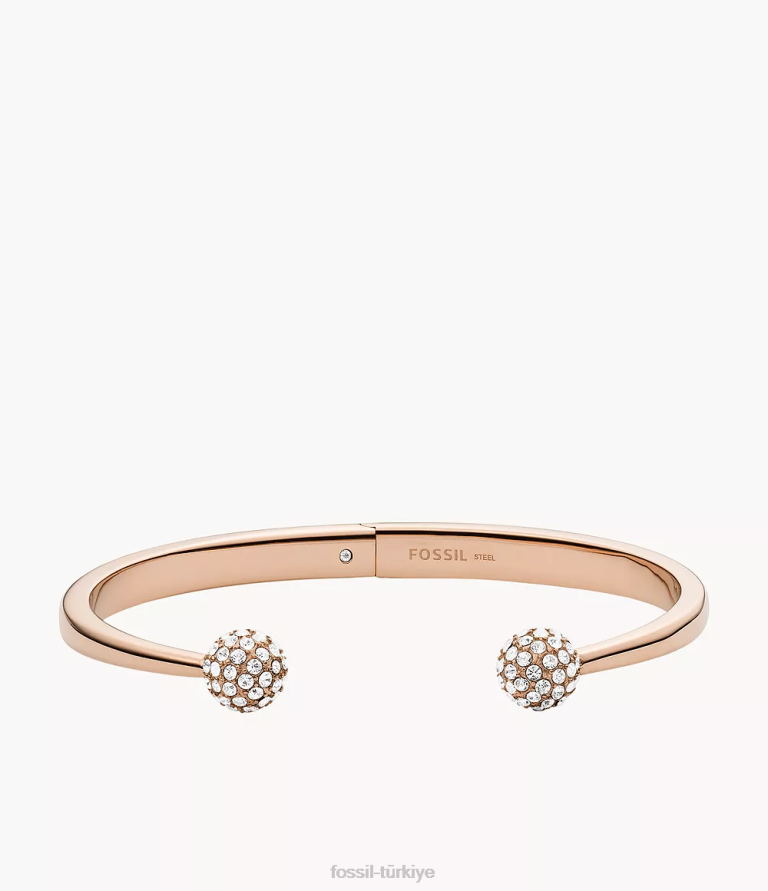 Fossil 6J041159 gül altın tonu paslanmaz çelik bilezik takı kadınlar