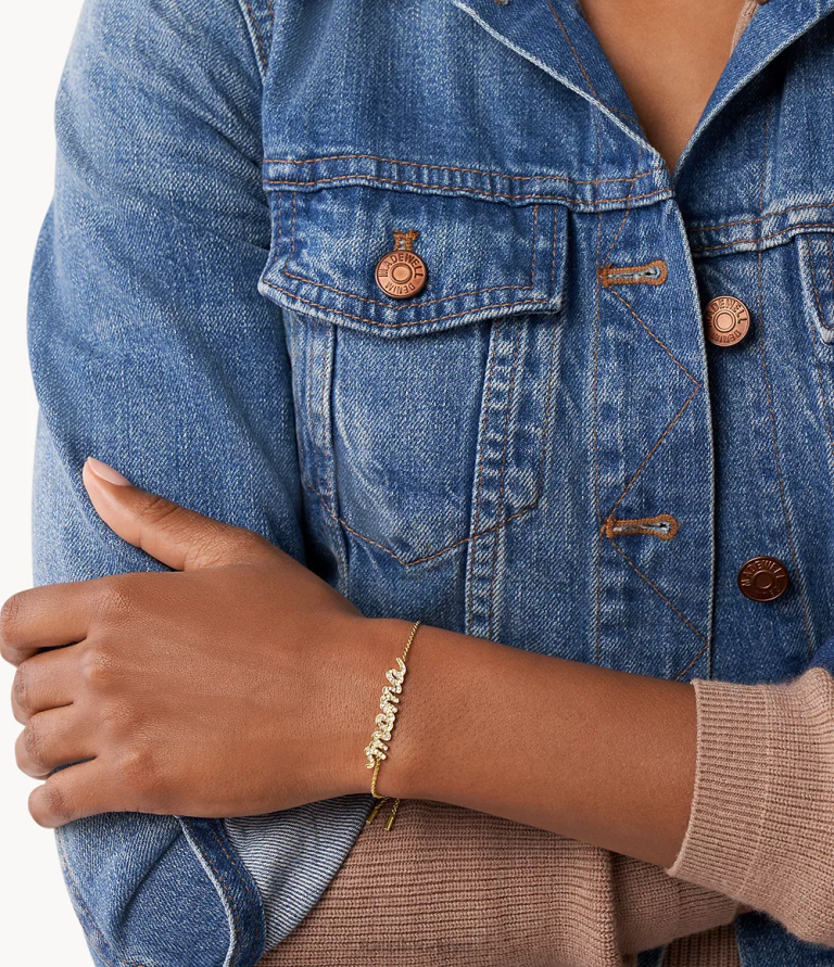 Fossil 6J041168 altın tonu pirinç zincir bilezik takı kadınlar