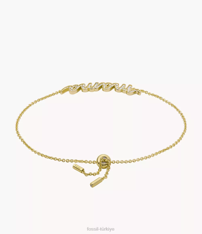 Fossil 6J041168 altın tonu pirinç zincir bilezik takı kadınlar