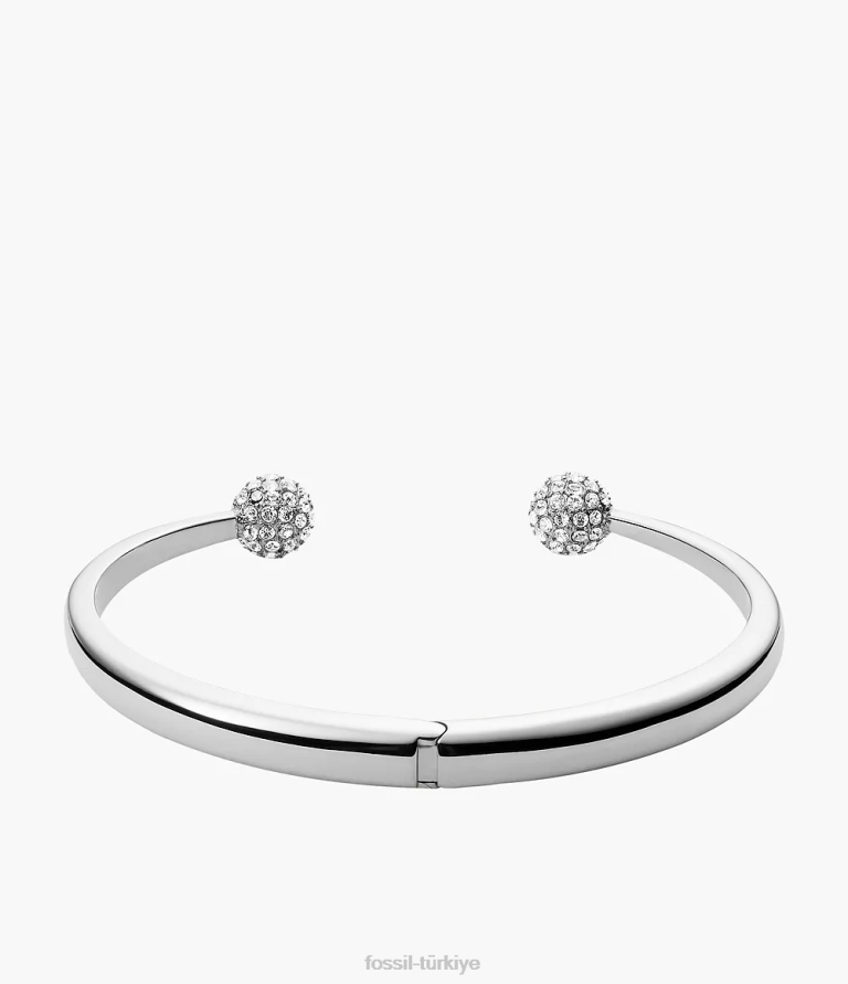 Fossil 6J041186 gümüş ton paslanmaz çelik bilezik takı kadınlar