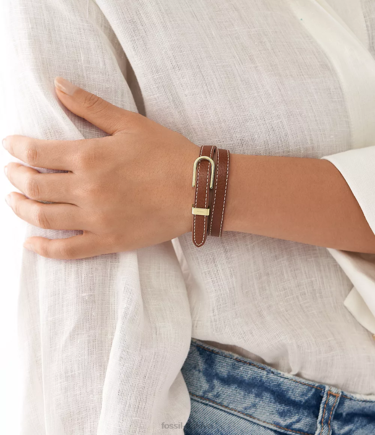 Fossil 6J041208 kahverengi miras d-link deri kayış bileklik takı kadınlar