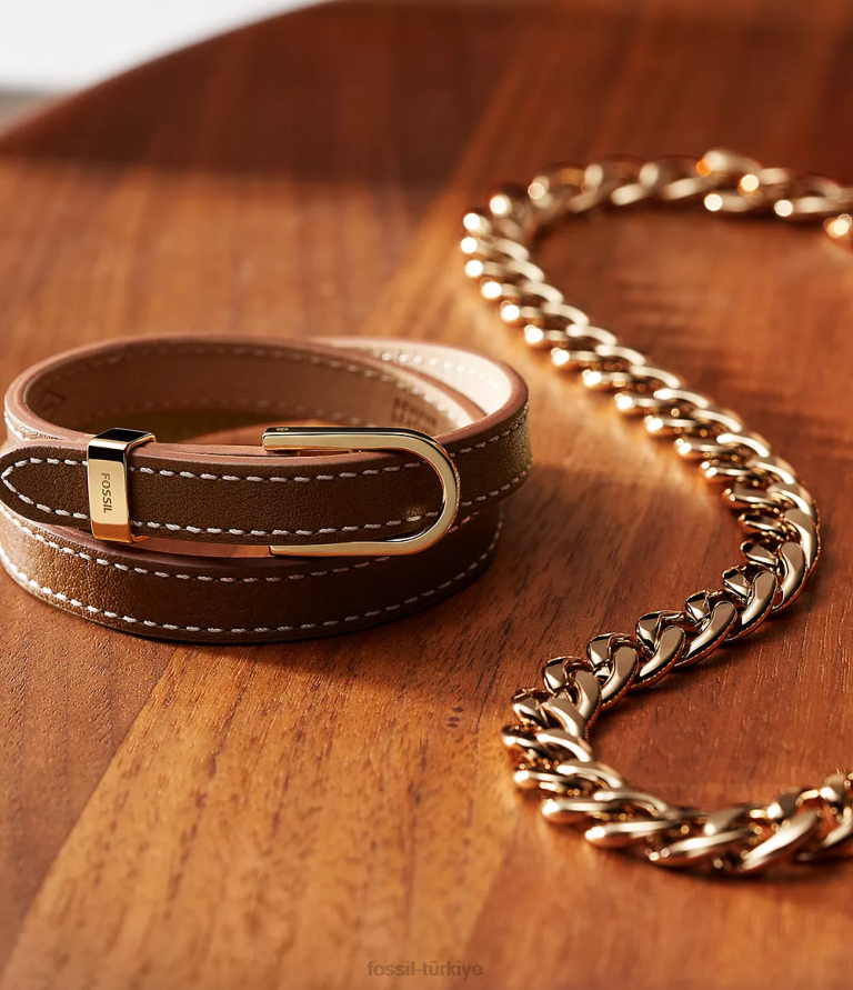 Fossil 6J041208 kahverengi miras d-link deri kayış bileklik takı kadınlar
