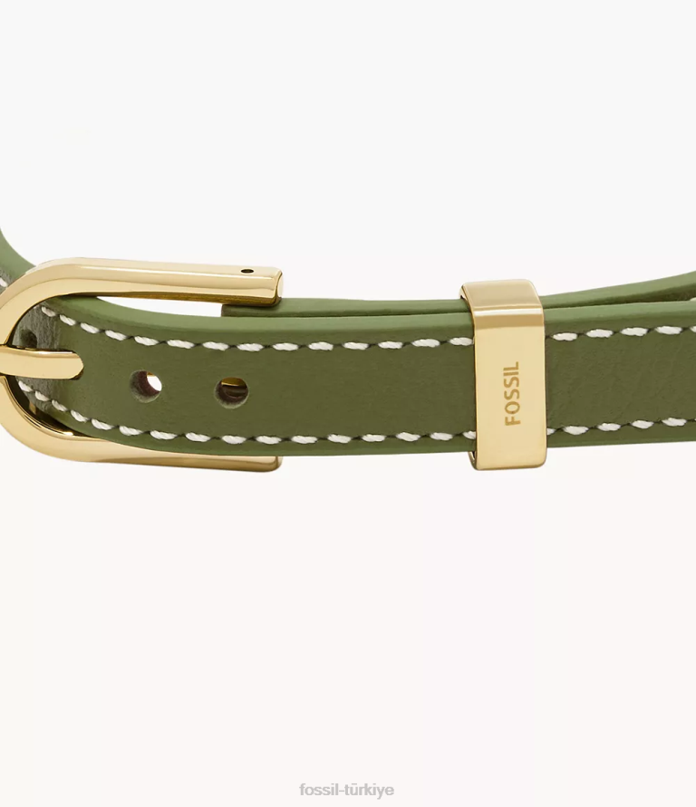 Fossil 6J041214 orta yeşil miras d-link deri kayış bileklik takı kadınlar