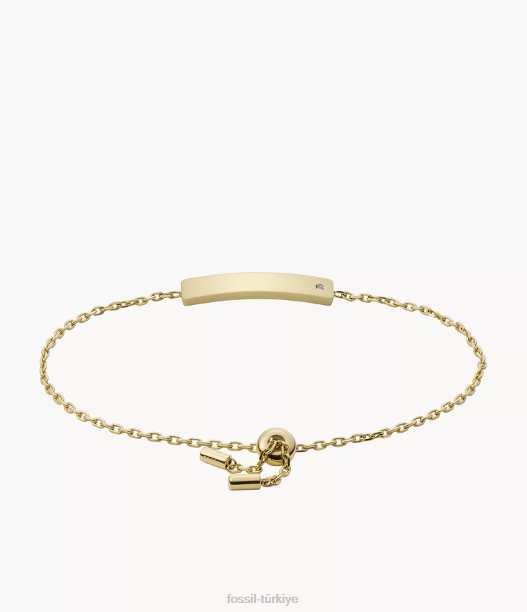 Fossil 6J041227 altın tonu paslanmaz çelik zincir bilezik takı kadınlar