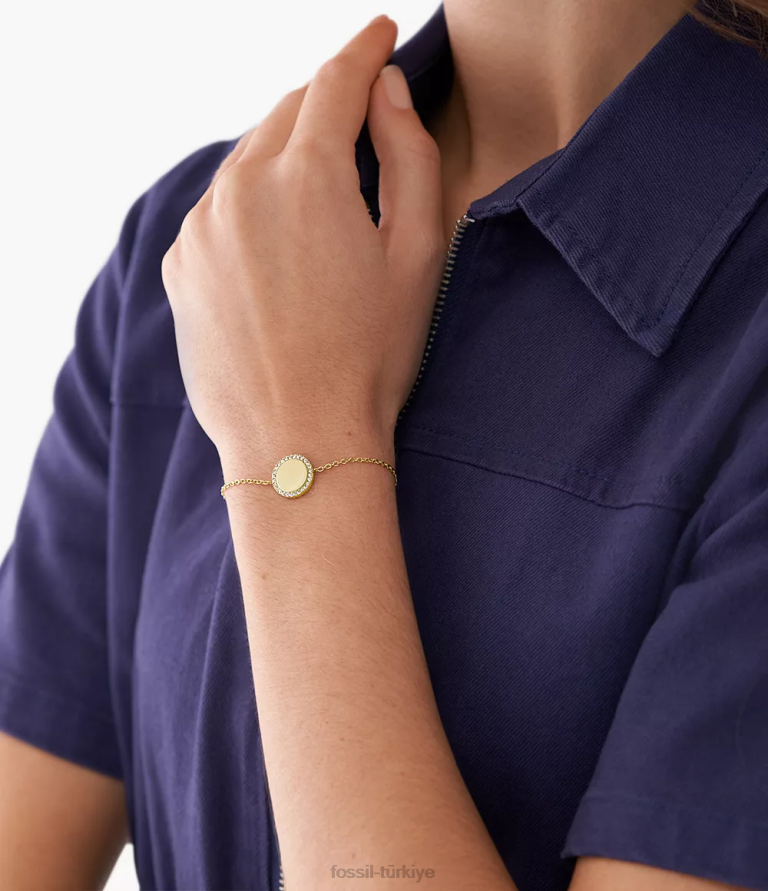 Fossil 6J041230 altın tonu elliott paslanmaz çelik zincir bilezik takı kadınlar