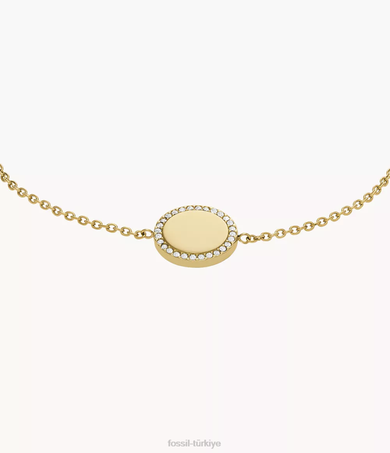 Fossil 6J041230 altın tonu elliott paslanmaz çelik zincir bilezik takı kadınlar