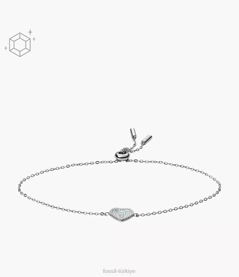 Fossil 6J041233 mavi sedef elliott kalp istasyonu bilezik takı kadınlar