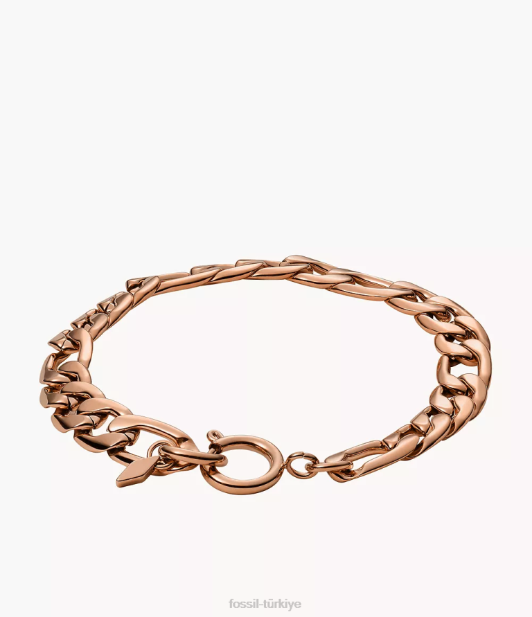 Fossil 6J041234 gül altın tonu rowan oh çok sevimli paslanmaz çelik zincir bileklik takı kadınlar