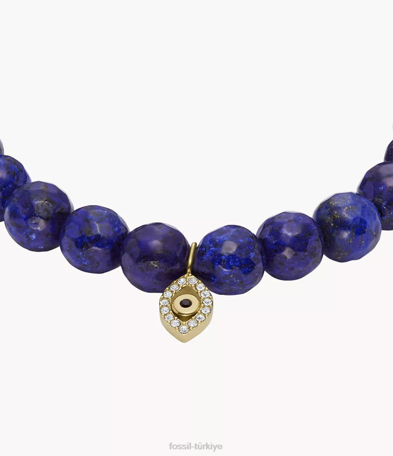 Fossil 6J041235 altın tonu sutton modern ve sihirli boyalı lapis boncuklu bileklik takı kadınlar