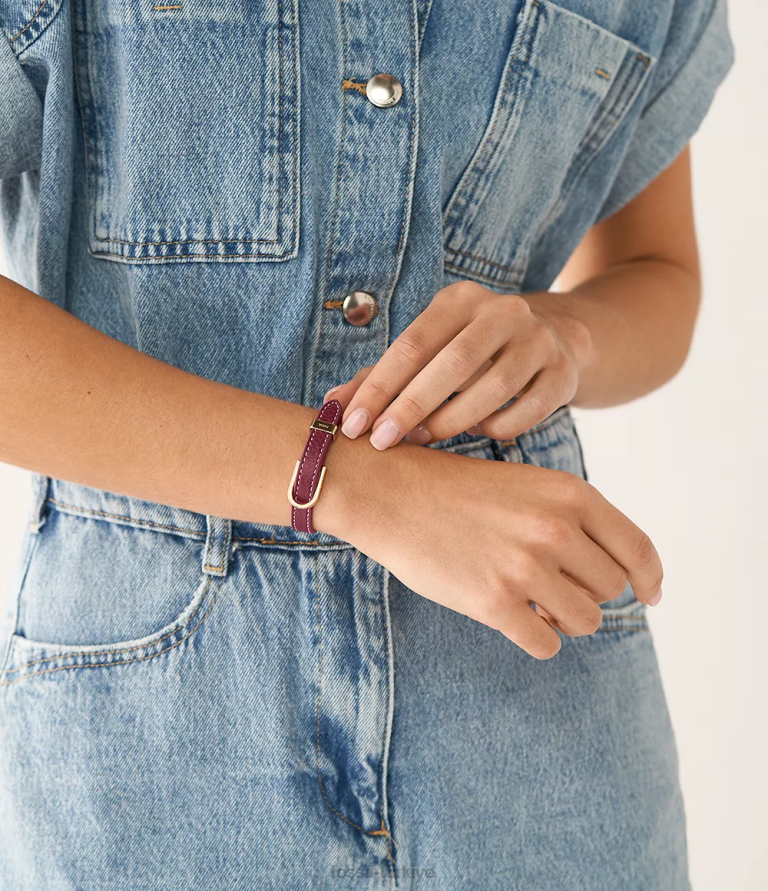 Fossil 6J041245 kırmızı miras d-link deri kayış bileklik takı kadınlar