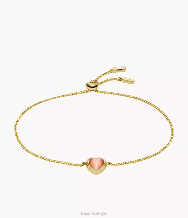 Fossil 6J041287 yumuşak pembe Merritt reçine kalp istasyonu bilekliği takı kadınlar