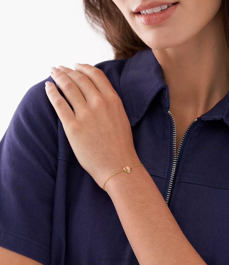 Fossil 6J041287 yumuşak pembe Merritt reçine kalp istasyonu bilekliği takı kadınlar