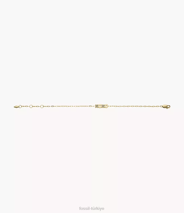 Fossil 6J041288 altın tonu ela paslanmaz çelik istasyon bileziği takı kadınlar