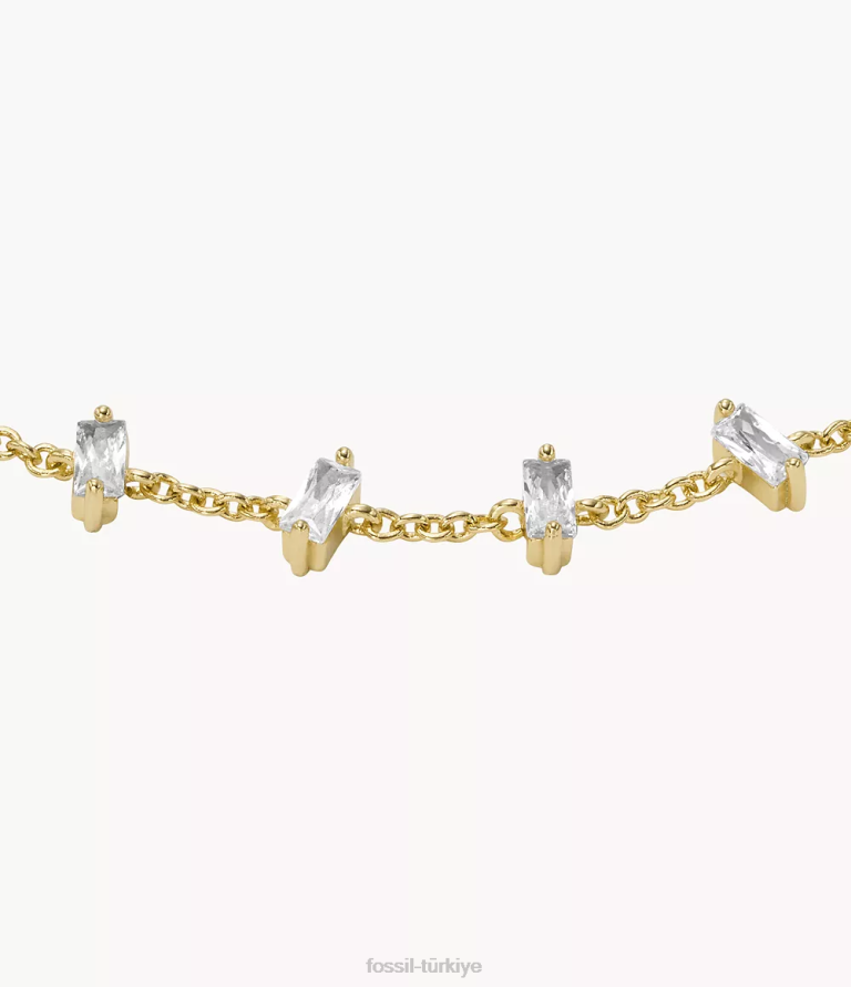 Fossil 6J041296 altın tonu ela pirinç zincir bileklik takı kadınlar