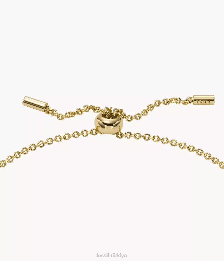 Fossil 6J041296 altın tonu ela pirinç zincir bileklik takı kadınlar
