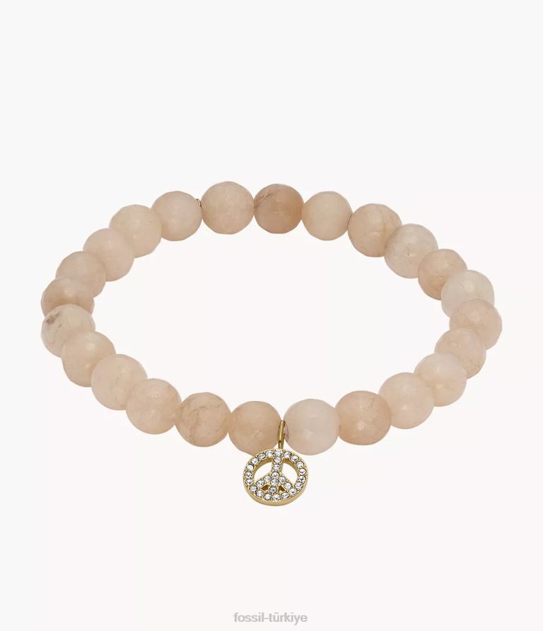 Fossil 6J041305 altın tonu sutton modern ve sihirli şeftali yeşim boncuklu bilezik takı kadınlar